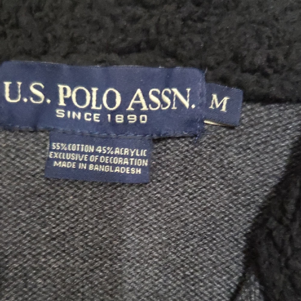 U.S. Polo Assn. Men's Charcoal Zip-Up Sweater - Picture 3 of 4